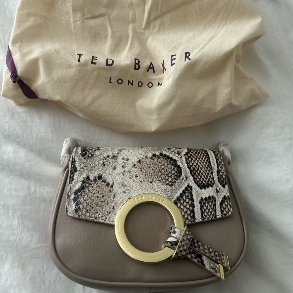 Ted Baker Trineo Leather Snake Skin Crossbody Bag